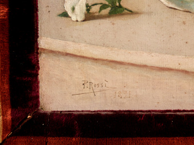Dipinto a olio su tela Badessa e suora. Pasquale ROSSI. Italia, 1891