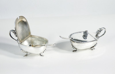 ?? SALIERA PEPIERA DA TAVOLA ARGENTO 800 SET SALE PEPE CUCCHIAINI DESIGN ITALIA