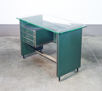 Scrivania da bambino con tre cassetti e sedia, design di Umberto MASCAGNI. Italia, Anni 50