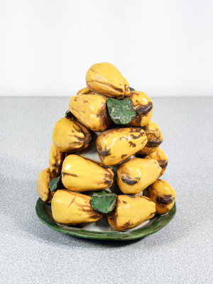 Scultura in porcellana dipinta, tributo d'altare di Dita di Buddha. Cina