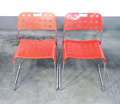 Set di sette sedie Omstak design di Rodney KINSMAN per Bieffeplast. Italia, Anni 70