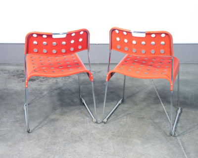 Set di sette sedie Omstak design di Rodney KINSMAN per Bieffeplast. Italia, Anni 70