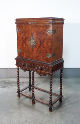 ?? STIPO MONETIERE SECRETAIRE STILE LUIGI XIII CHIUDIBILE LEGNO NOCE RADICA
