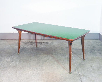 ?? TAVOLO PRANZO DESIGN ITALIA 1950S LEGNO PIANO VETRO VINTAGE DINING TABLE