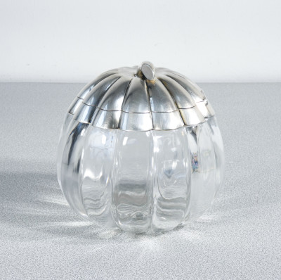 Contenitore in argento sterling e cristallo. John Grinsell & Sons. Birmingham, 1890