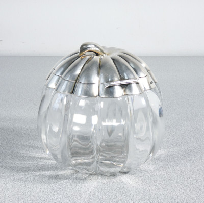 Contenitore in argento sterling e cristallo. John Grinsell & Sons. Birmingham, 1890