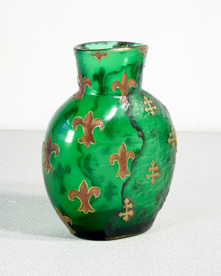Vaso DAUM Frères in vetro soffiato e acidato, con Gigli, Croci di Lorena e una Spada Coronata. Nancy, Ultimo quarto dell'Ottocento