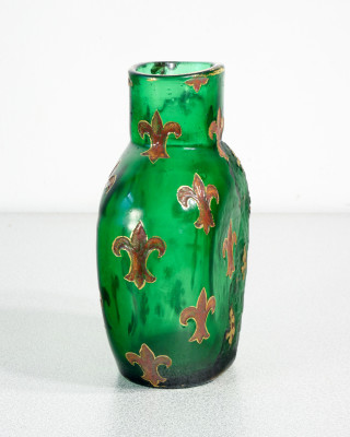 Vaso DAUM Frères in vetro soffiato e acidato, con Gigli, Croci di Lorena e una Spada Coronata. Nancy, Ultimo quarto dell'Ottocento