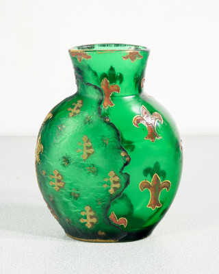 Vaso DAUM Frères in vetro soffiato e acidato, con Gigli, Croci di Lorena e una Spada Coronata. Nancy, Ultimo quarto dell'Ottocento