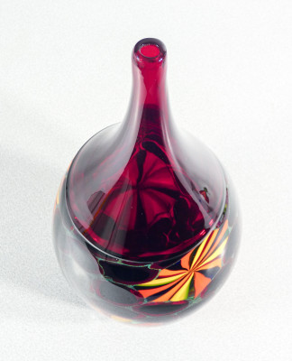 Vaso in vetro soffiato policromo di Murano, design Paolo CREPAX. Murano, Anni 90