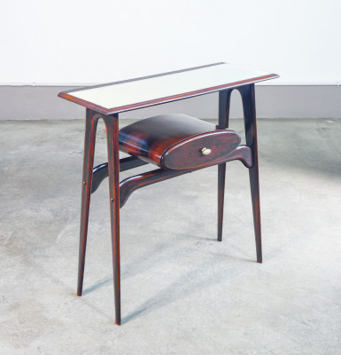 ?? CONSOLE DESIGN IGNAZIO GARDELLA ITALIA 1950S LEGNO VETRO TAVOLINO DA PARETE