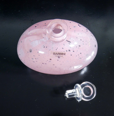 Coppia di bottiglie in vetro soffiato, design Alfredo BARBINI. Murano, Anni 70