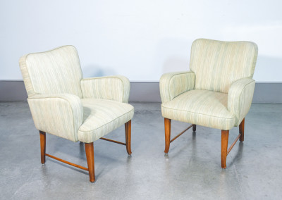 Coppia di poltrone da salotto con braccioli, design Pier Luigi COLLI. Italia, Anni 50