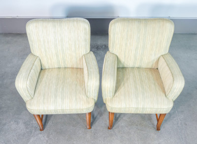 Coppia di poltrone da salotto con braccioli, design Pier Luigi COLLI. Italia, Anni 50