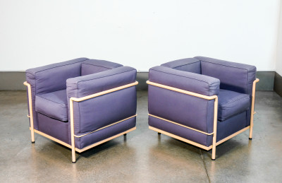 Coppia di poltrone LC2 design LE CORBUSIER, JEANNERET, PERRIAND per Cassina. n. 29562. Italia, Anni 60