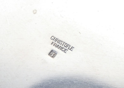 Coppia di secchielli porta ghiaccio design Lino SABATTINI per CHRISTOFLE in metallo argentato. Francia, Anni 60