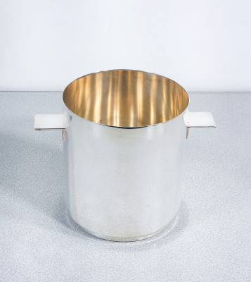 Coppia di secchielli porta ghiaccio design Lino SABATTINI per CHRISTOFLE in metallo argentato. Francia, Anni 60