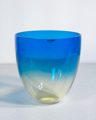 Coppia di vasi in vetro sonoro soffiato, design Alfredo BARBINI. Murano, Anni 70