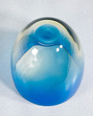 Coppia di vasi in vetro sonoro soffiato, design Alfredo BARBINI. Murano, Anni 70