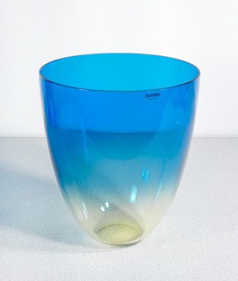 Coppia di vasi in vetro sonoro soffiato, design Alfredo BARBINI. Murano, Anni 70