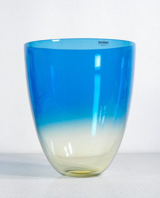 Coppia di vasi in vetro sonoro soffiato, design Alfredo BARBINI. Murano, Anni 70