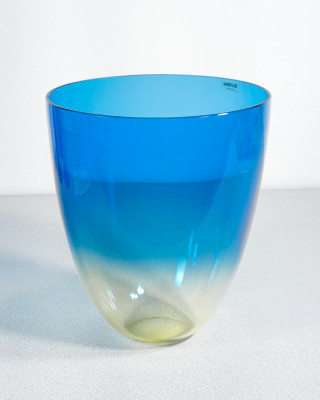 Coppia di vasi in vetro sonoro soffiato, design Alfredo BARBINI. Murano, Anni 70
