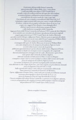La DIVINA COMMEDIA, illustrata da William BLAKE e Andrea MARICONTI. Ampia sezione iconografica con 274 immagini tratte da codici, illustrazioni e opere d'arte ispirate alla Commedia. Numerata 1425/1499. UTET Grandi Opere. Torino, 2013