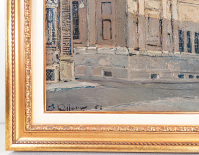 Dipinto a olio di Sergio ALBANO Piazza Carignano. Torino, 1961