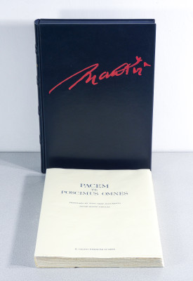 ?? LIBRO ARTE PACEM TE POSCIMUS OMNES DISEGNI GIACOMO MANZÙ 1989 PACE PACIFISMO