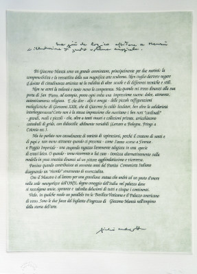 Pacem Te Poscimus Omnes, silloge di dichiarazioni sulla pace di importanti personalità, corredata da litografie di Giacomo MANZÙ. Numerata 44/250. Il Cigno Editore. Roma, 1989