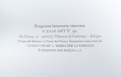 LIBRO D'ORE, Selezione di canti biblici nella traduzione poetica di David Maria TUROLDO, con opere di Ugo RIVA. Numerata 808/975. FMR. Bologna, 2006