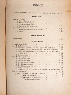 Trattato di Medicina Legale di Secondo LAURA. Camilla e Bertolero Editori. Torino, 1874