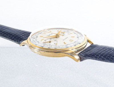 Cronografo da polso VETTA 130, cassa in oro 18k cal. Valjoux 23. Svizzera, Anni 40