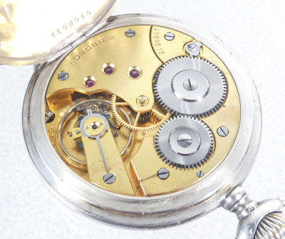 Orologio da tasca LONGINES cal 18.69N in argento 800. Svizzera, Anni 40