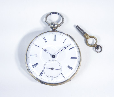 Orologio da tasca con carica a chiavetta M. I. TOBIAS, con custodia/espositore. Liverpool, Metà Ottocento
