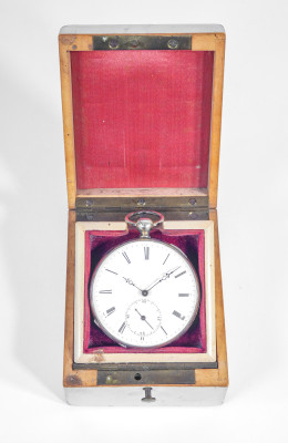 Orologio da tasca con carica a chiavetta M. I. TOBIAS, con custodia/espositore. Liverpool, Metà Ottocento