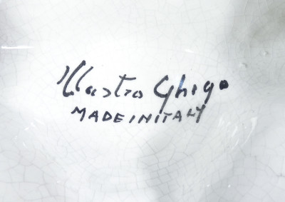 Portacenere in ceramica di MASTRO GHIGO, a forma di Volante con marchio della Autobianchi. Italia, Anni 60