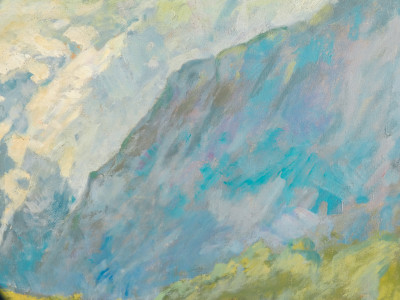 Dipinto a olio su tela di Cesare BENTIVOGLIO, Paesaggio montano. Italia, Prima metà del Novecento