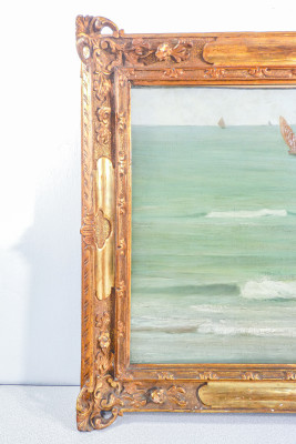 Dipinto a olio su tavola di Pietro FRAGIACOMO, Marina. Italia, Fine Ottocento