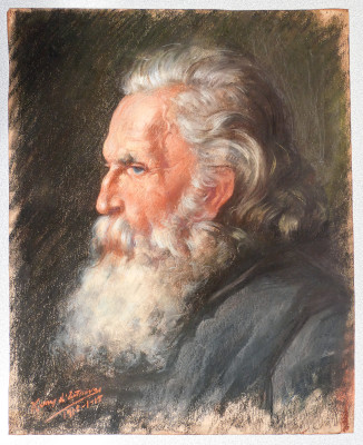 Ritratto di uomo firmato, in pastello su carta. 1912