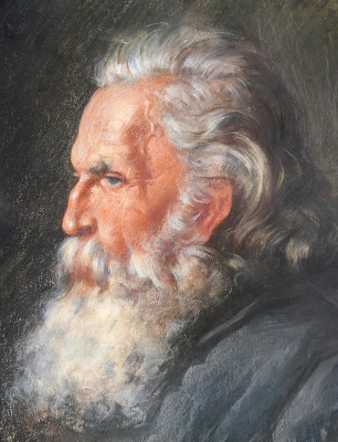 Ritratto di uomo firmato, in pastello su carta. 1912