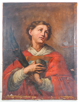 Dipinto a olio su tela raffigurante Santo Stefano. Scuola italiana, Seicento