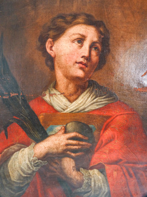 Dipinto a olio su tela raffigurante Santo Stefano. Scuola italiana, Seicento