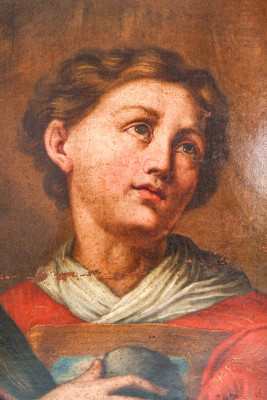 Dipinto a olio su tela raffigurante Santo Stefano. Scuola italiana, Seicento