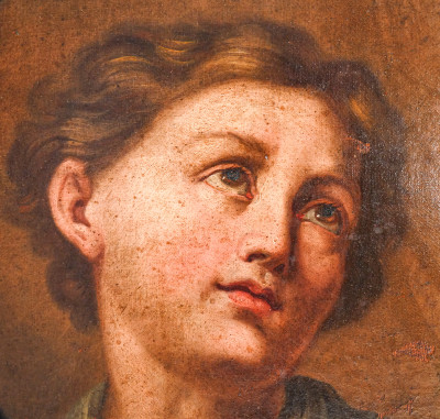 Dipinto a olio su tela raffigurante Santo Stefano. Scuola italiana, Seicento