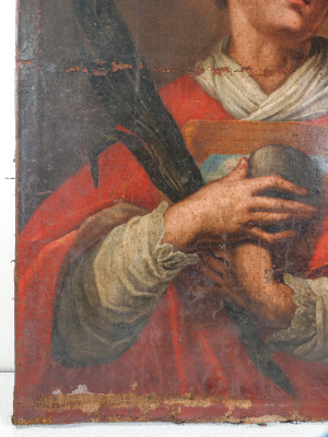 Dipinto a olio su tela raffigurante Santo Stefano. Scuola italiana, Seicento