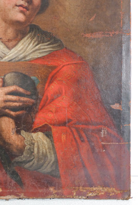 Dipinto a olio su tela raffigurante Santo Stefano. Scuola italiana, Seicento