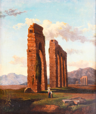 Quadro a olio su tela di Sebastiano PANUNZI, Solitudine. Italia, Secondo Ottocento
