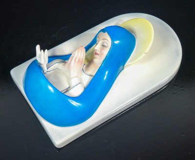 Acquasantiera in ceramica di Pietro SPERTINI per LENCI. Torino, Anni 30