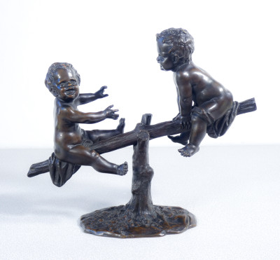 Scultura in bronzo di Antonio PANDIANI L'Altalena. Italia, Fine Ottocento